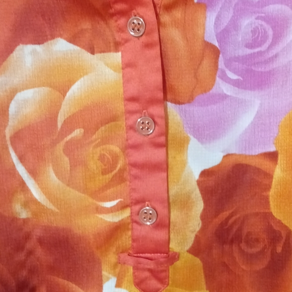 New York & Company Sheer PullOver Blouse Size Small Red Orange Purple - Picture 3 of 13